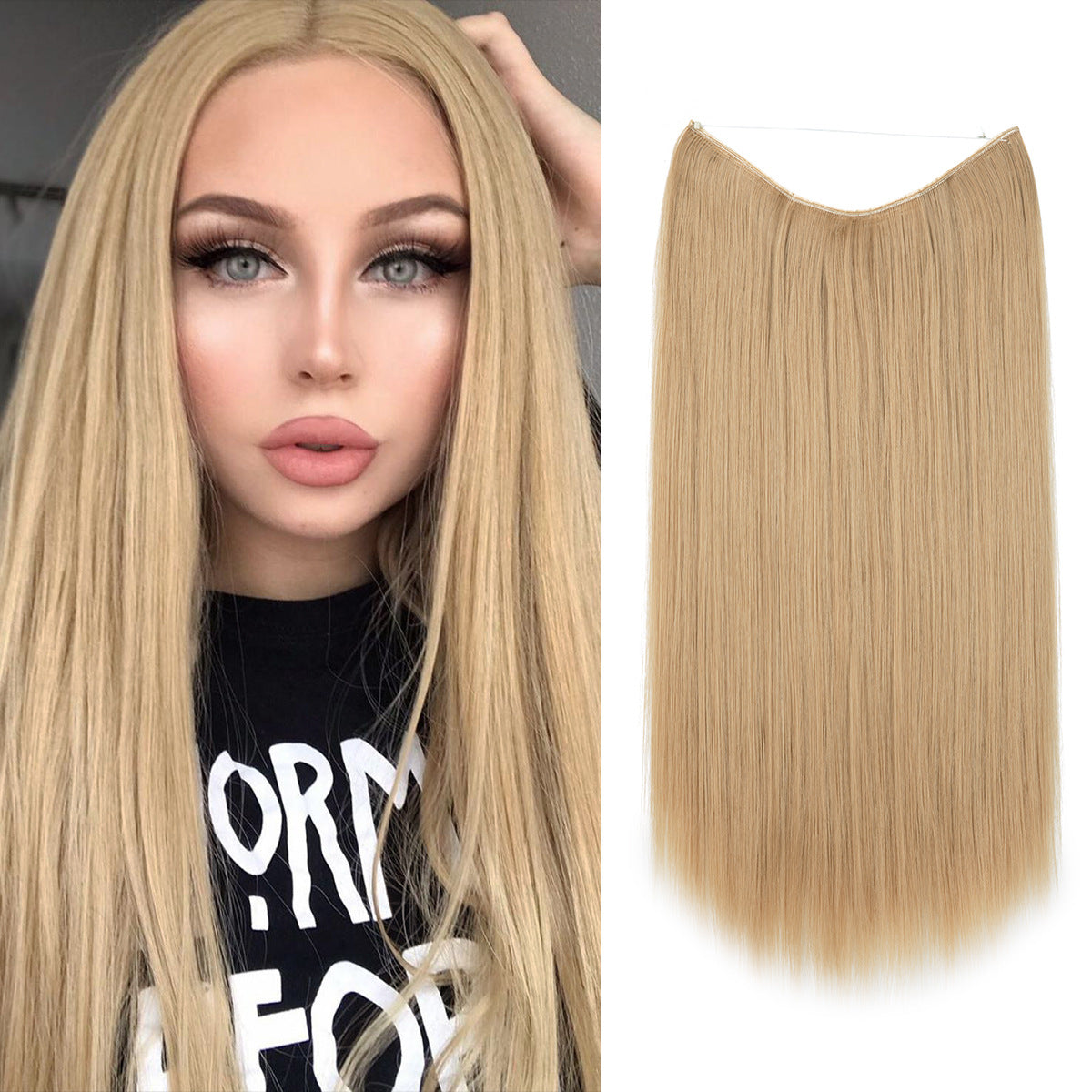 Wigs Women's Natural Wigs, One-piece Long Straight Hair, High-temperature Silk Fish Line Hair Extensions Afrotix