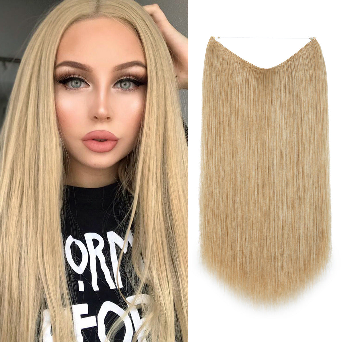 Wigs Women's Natural Wigs, One-piece Long Straight Hair, High-temperature Silk Fish Line Hair Extensions Afrotix