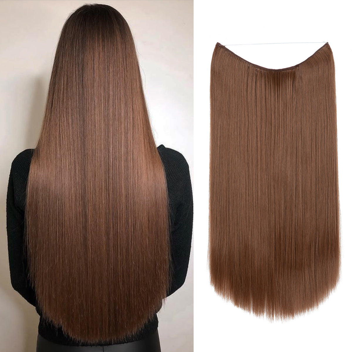 Wigs Women's Natural Wigs, One-piece Long Straight Hair, High-temperature Silk Fish Line Hair Extensions - Afrotix #