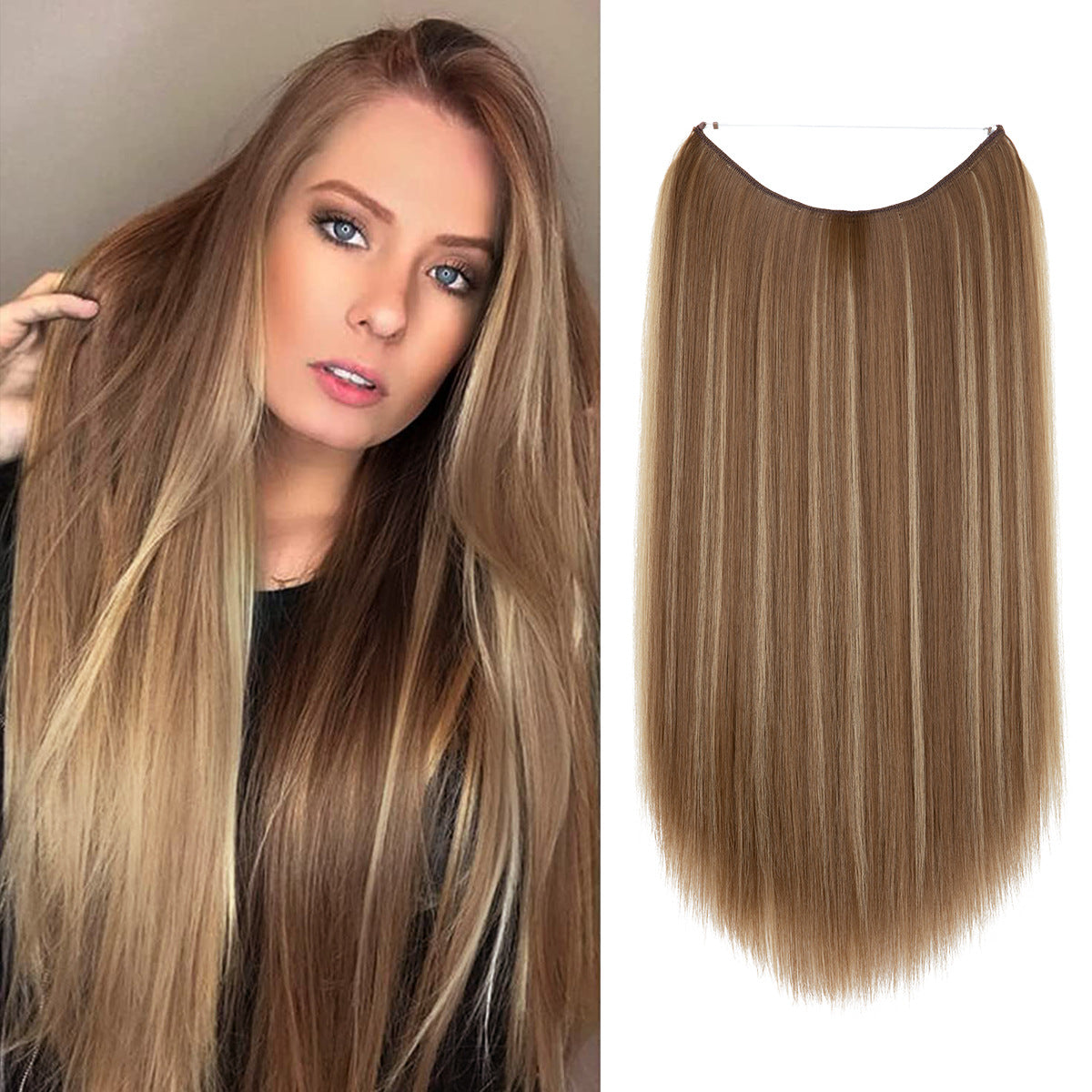 Wigs Women's Natural Wigs, One-piece Long Straight Hair, High-temperature Silk Fish Line Hair Extensions Afrotix