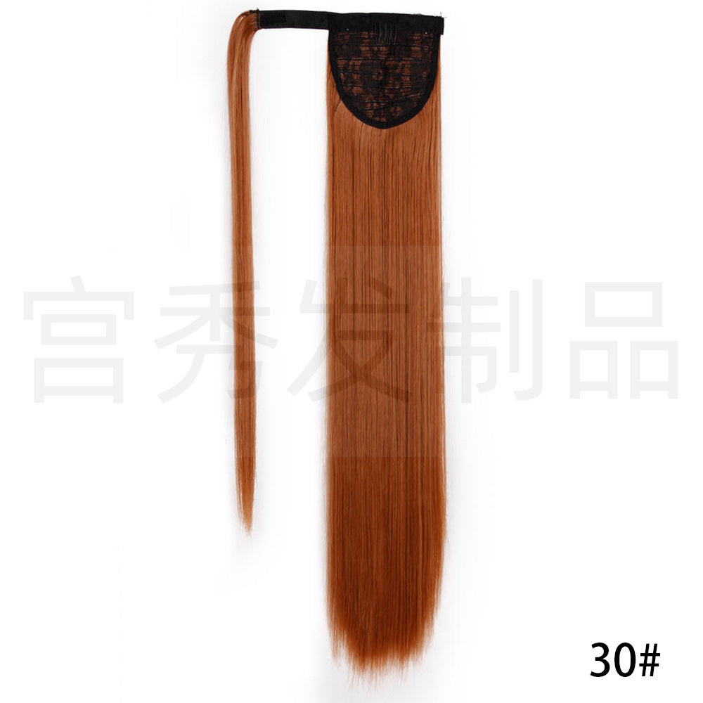 European And American Wig Ponytail Straight Hair Hair Extension Velcro Chemical Fiber Ponytail Female Fake Discovery Ponytail Hair - Afrotix