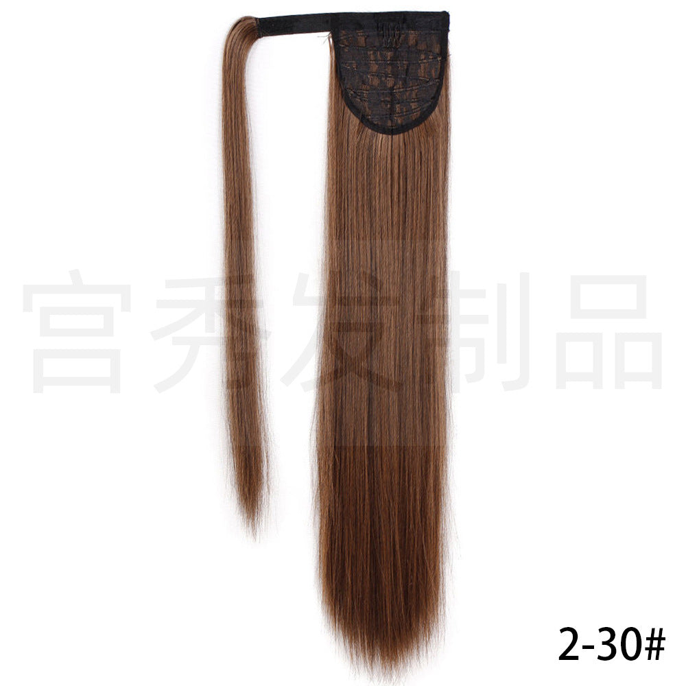European And American Wig Ponytail Straight Hair Hair Extension Velcro Chemical Fiber Ponytail Female Fake Discovery Ponytail Hair - Afrotix