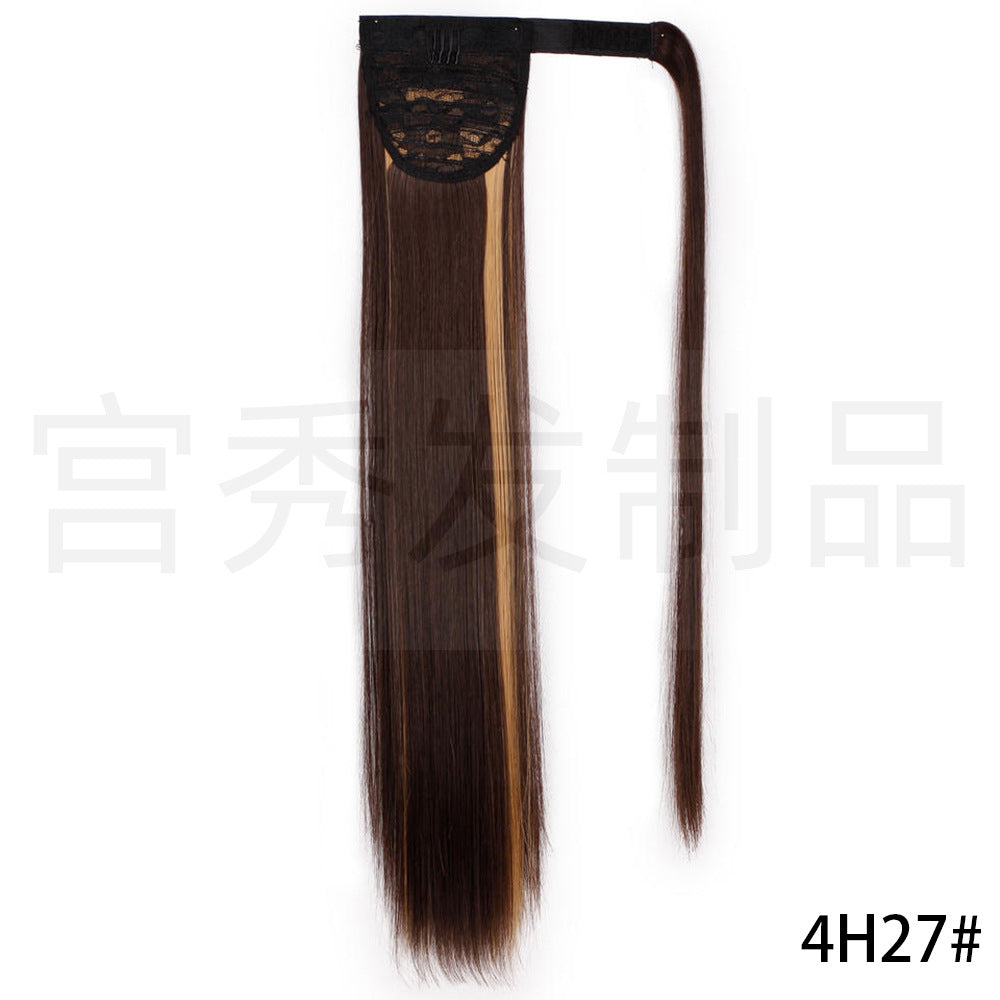 European And American Wig Ponytail Straight Hair Hair Extension Velcro Chemical Fiber Ponytail Female Fake Discovery Ponytail Hair - Afrotix