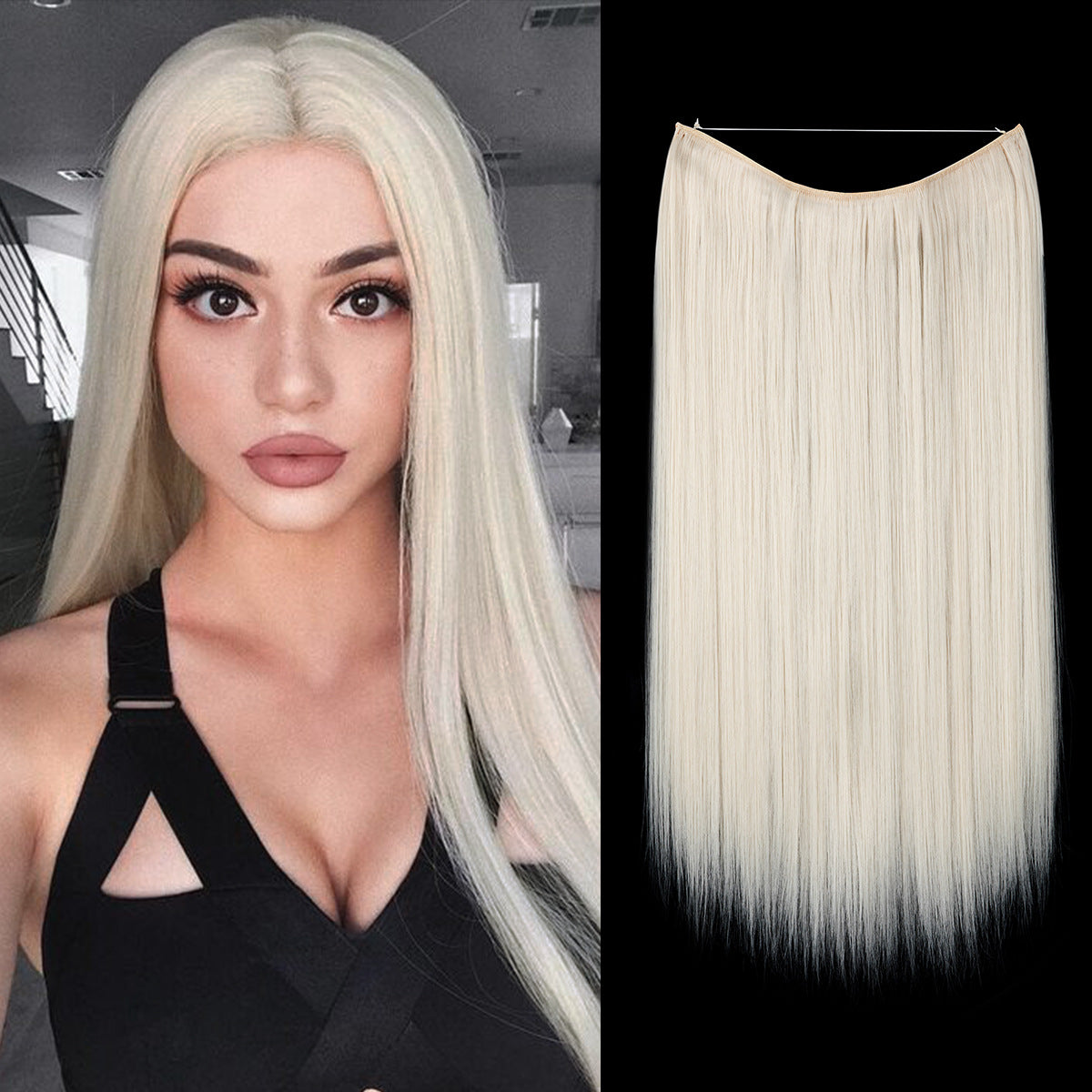 Wigs Women's Natural Wigs, One-piece Long Straight Hair, High-temperature Silk Fish Line Hair Extensions Afrotix