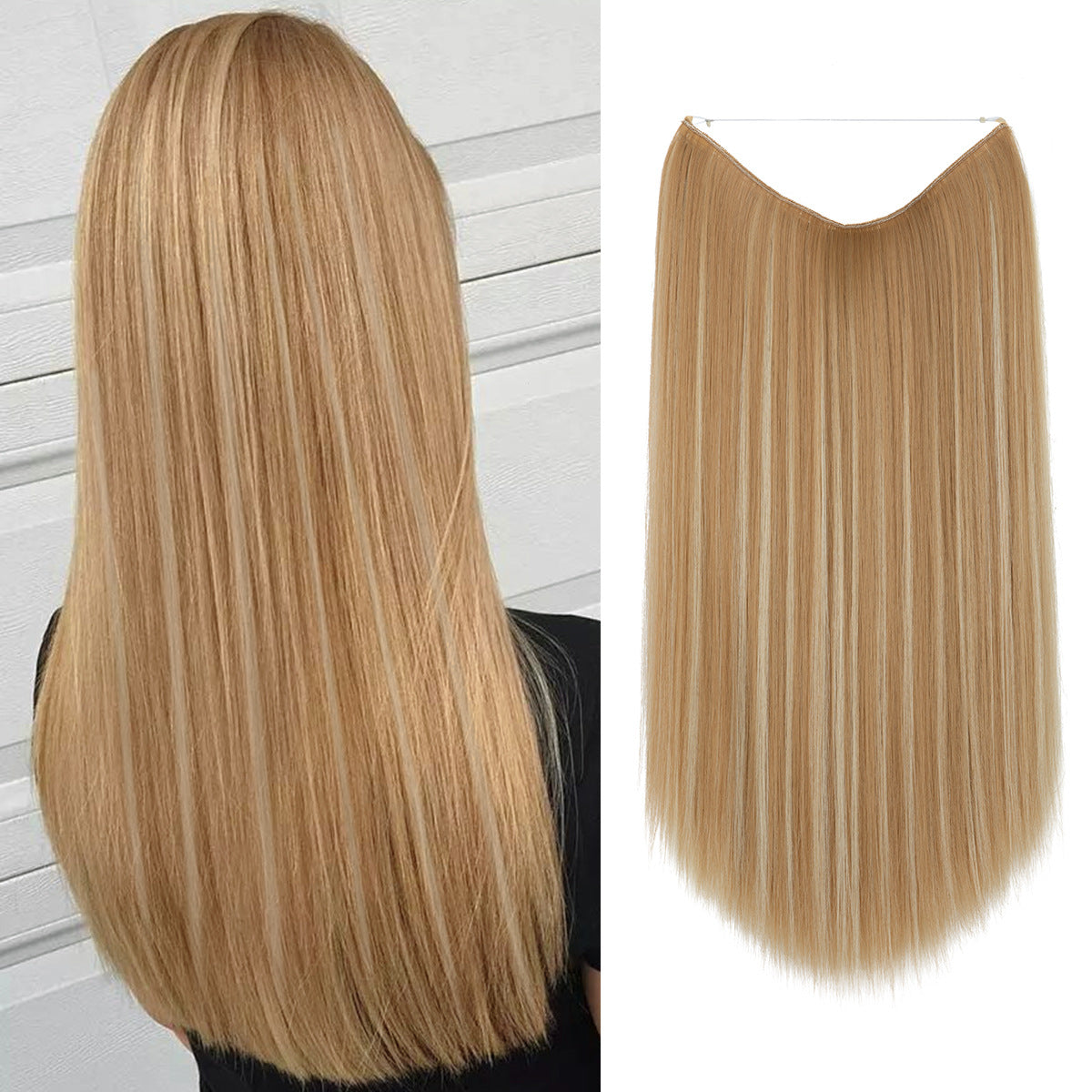 Wigs Women's Natural Wigs, One-piece Long Straight Hair, High-temperature Silk Fish Line Hair Extensions Afrotix