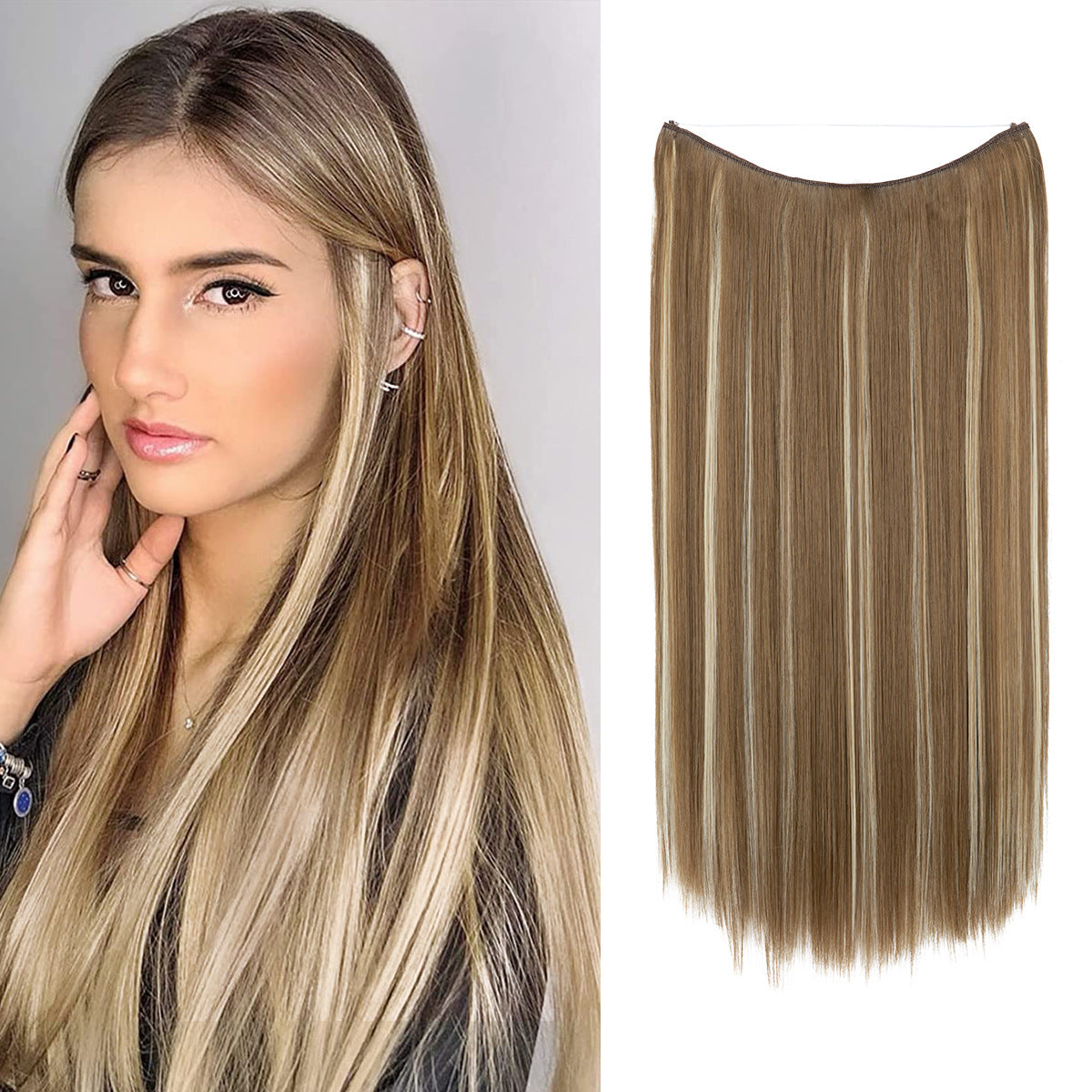 Wigs Women's Natural Wigs, One-piece Long Straight Hair, High-temperature Silk Fish Line Hair Extensions Afrotix