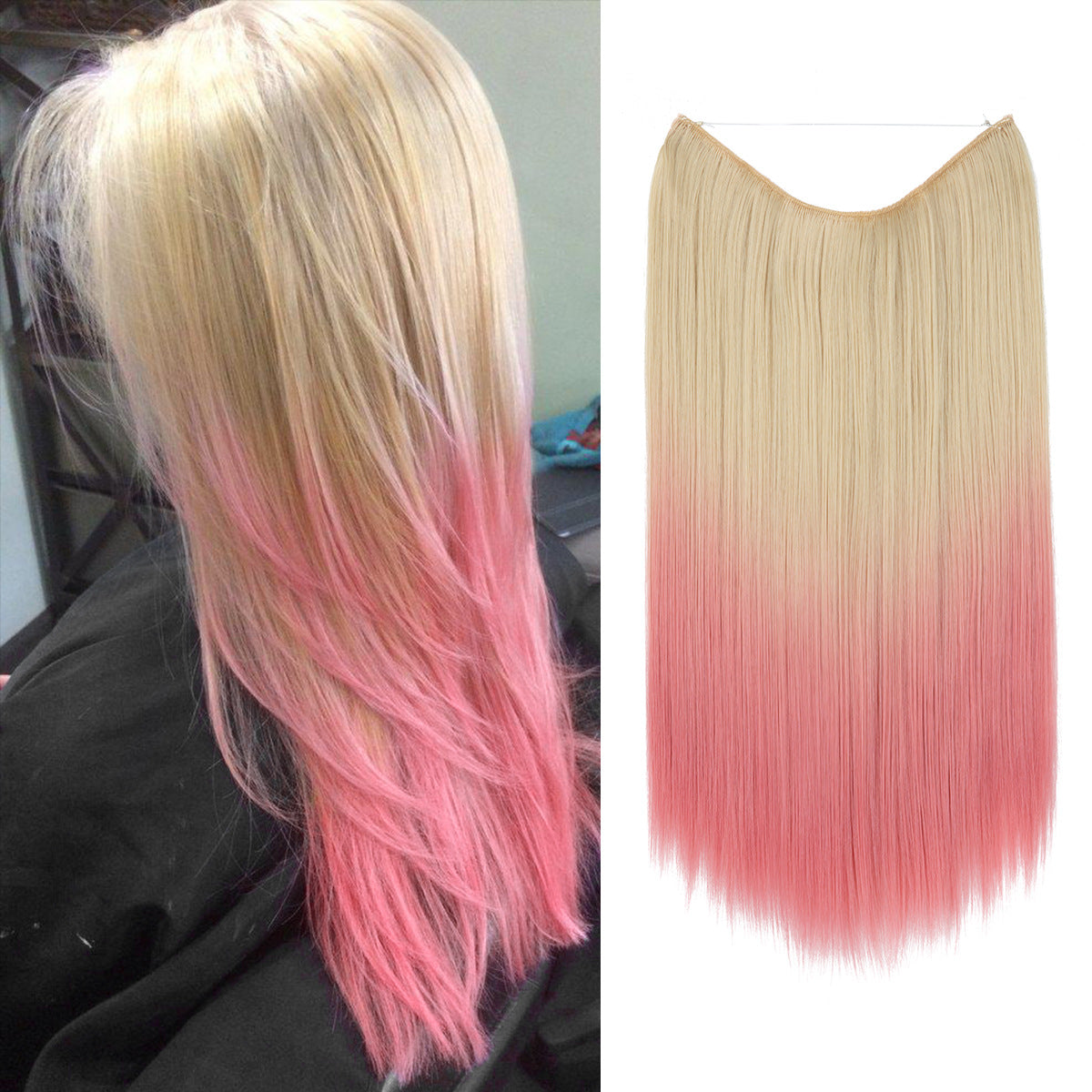 Wigs Women's Natural Wigs, One-piece Long Straight Hair, High-temperature Silk Fish Line Hair Extensions Afrotix