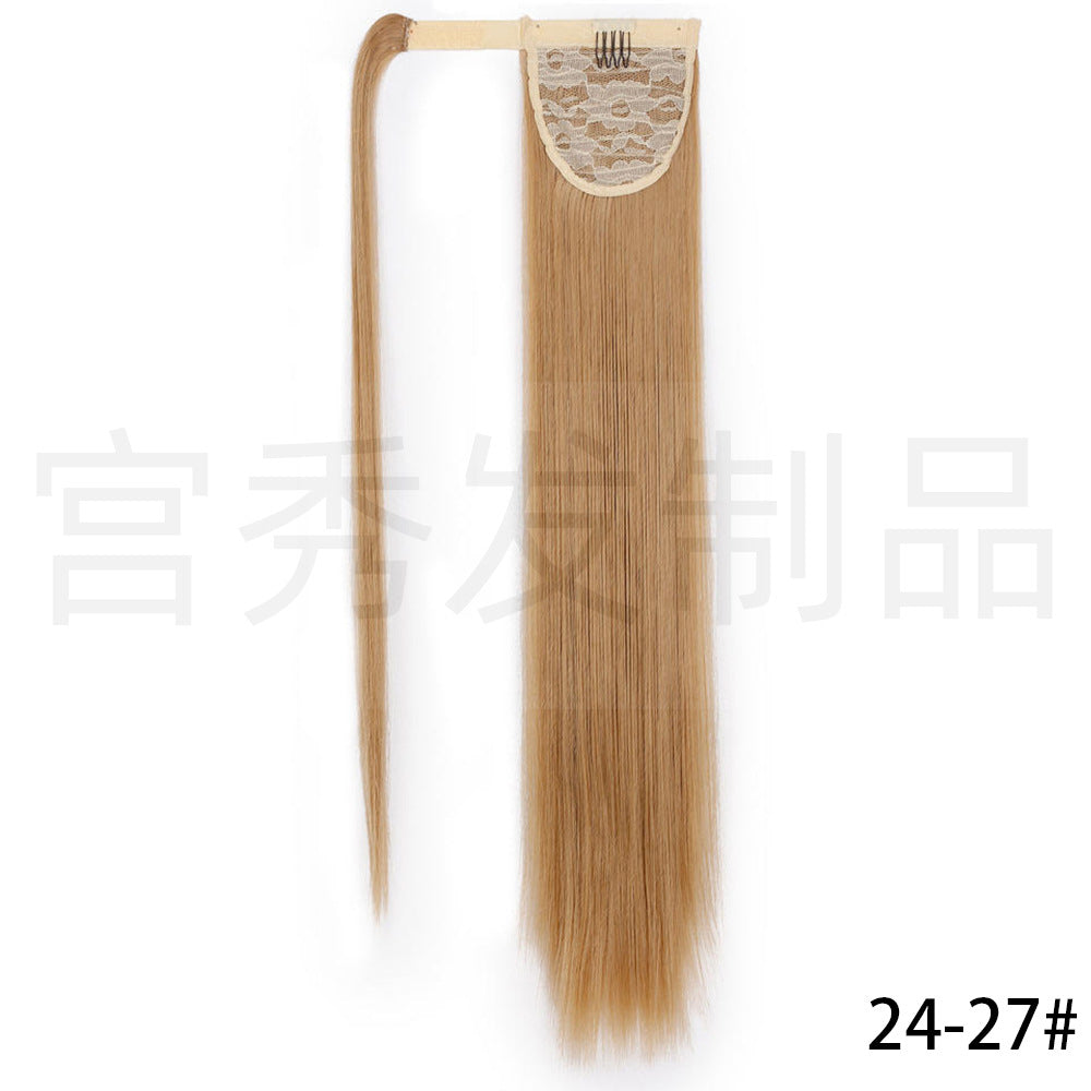 European And American Wig Ponytail Straight Hair Hair Extension Velcro Chemical Fiber Ponytail Female Fake Discovery Ponytail Hair - Afrotix