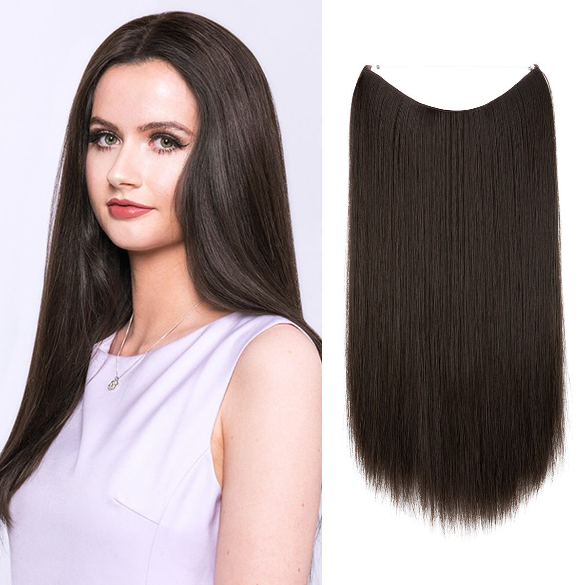 Wigs Women's Natural Wigs, One-piece Long Straight Hair, High-temperature Silk Fish Line Hair Extensions - Afrotix #