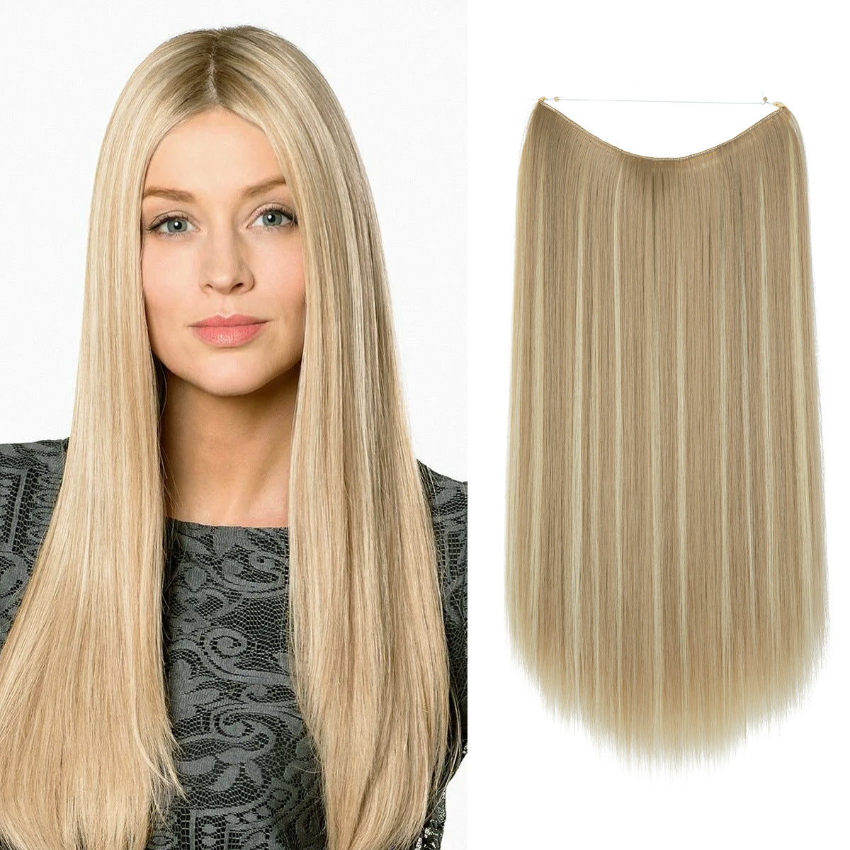 Wigs Women's Natural Wigs, One-piece Long Straight Hair, High-temperature Silk Fish Line Hair Extensions Afrotix