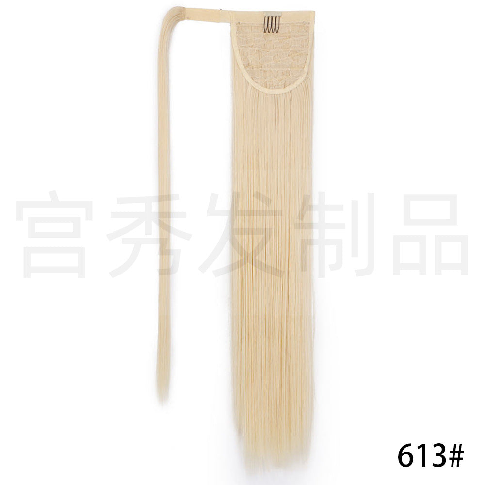 European And American Wig Ponytail Straight Hair Hair Extension Velcro Chemical Fiber Ponytail Female Fake Discovery Ponytail Hair - Afrotix