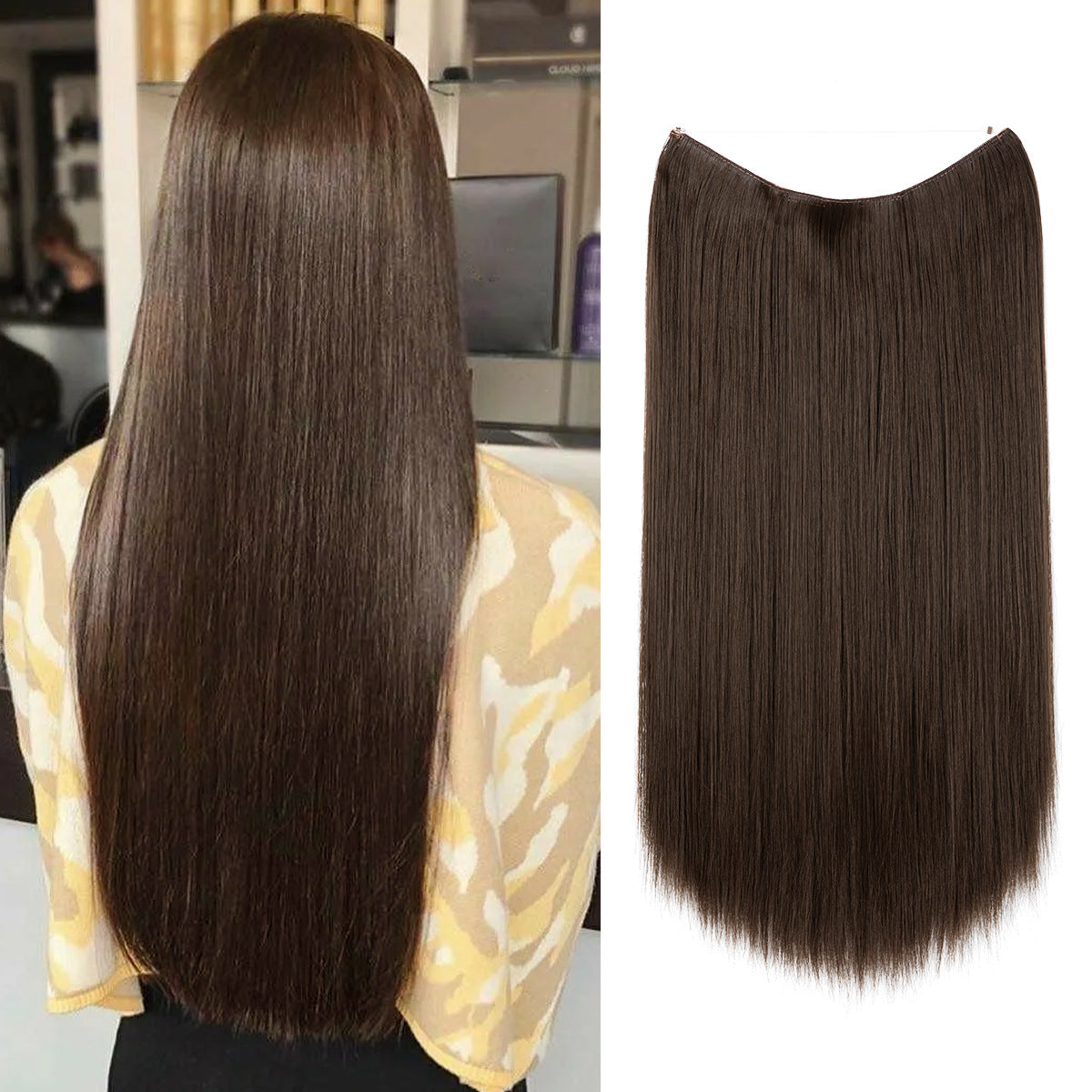 Wigs Women's Natural Wigs, One-piece Long Straight Hair, High-temperature Silk Fish Line Hair Extensions Afrotix