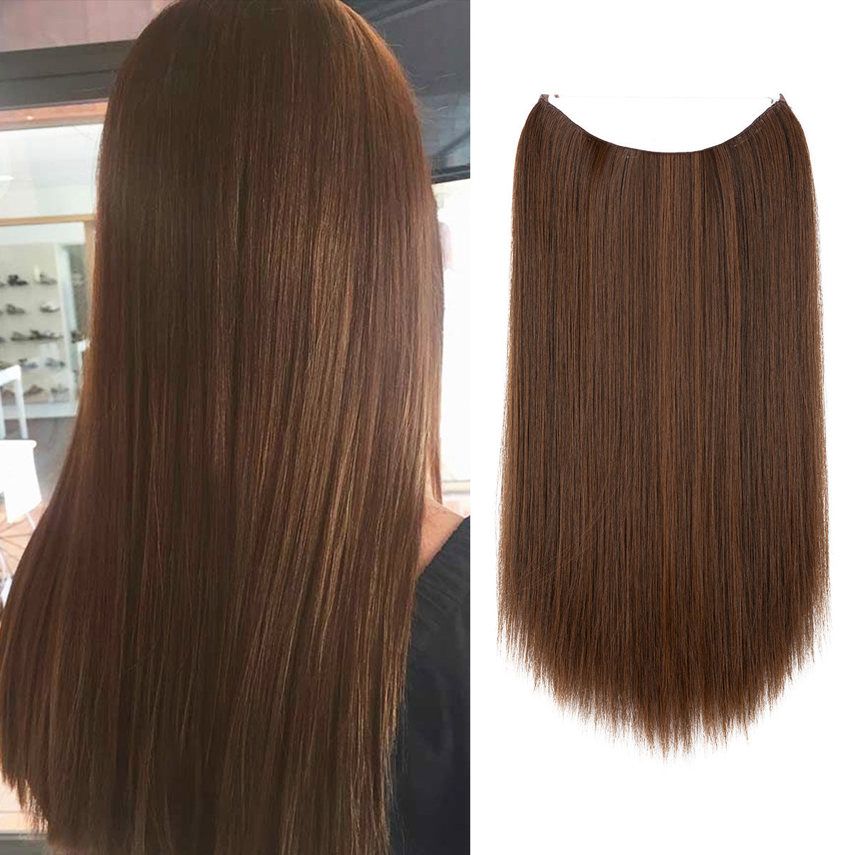 Wigs Women's Natural Wigs, One-piece Long Straight Hair, High-temperature Silk Fish Line Hair Extensions Afrotix