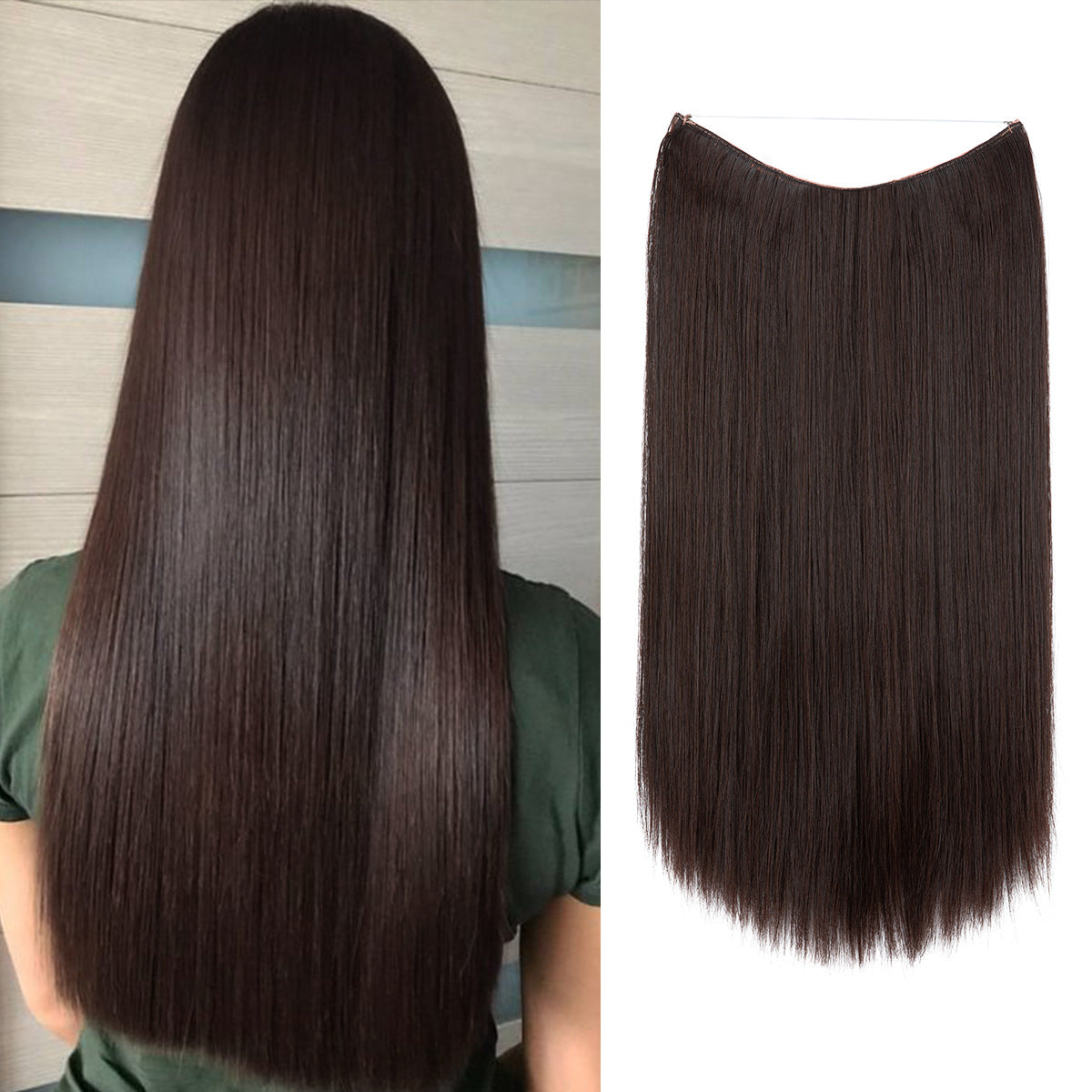 Wigs Women's Natural Wigs, One-piece Long Straight Hair, High-temperature Silk Fish Line Hair Extensions Afrotix