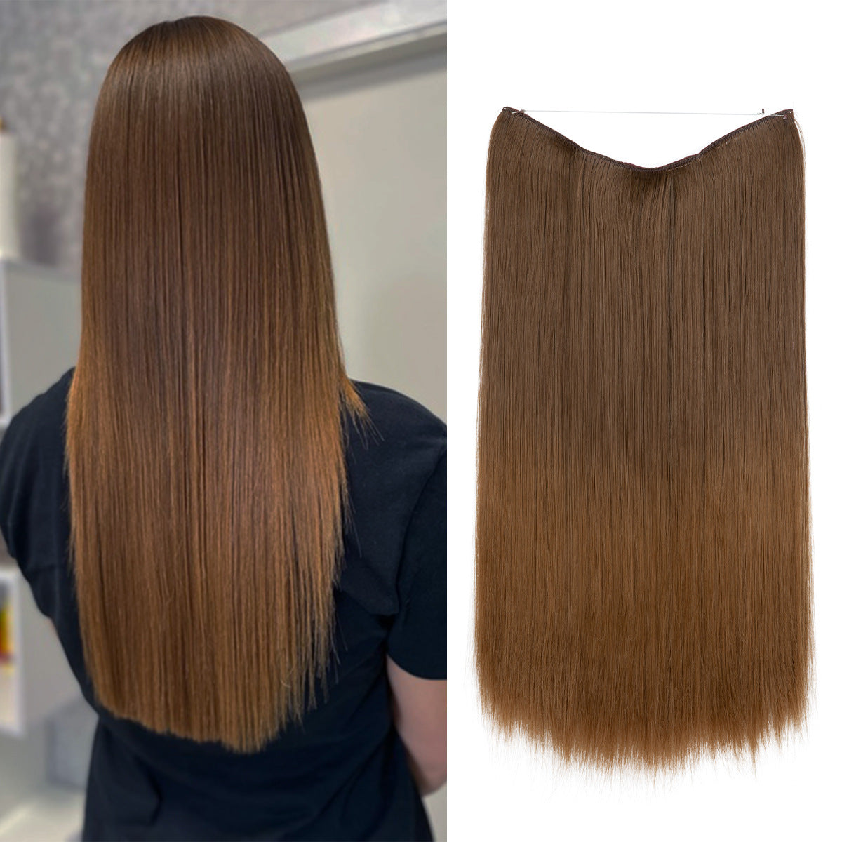 Wigs Women's Natural Wigs, One-piece Long Straight Hair, High-temperature Silk Fish Line Hair Extensions Afrotix