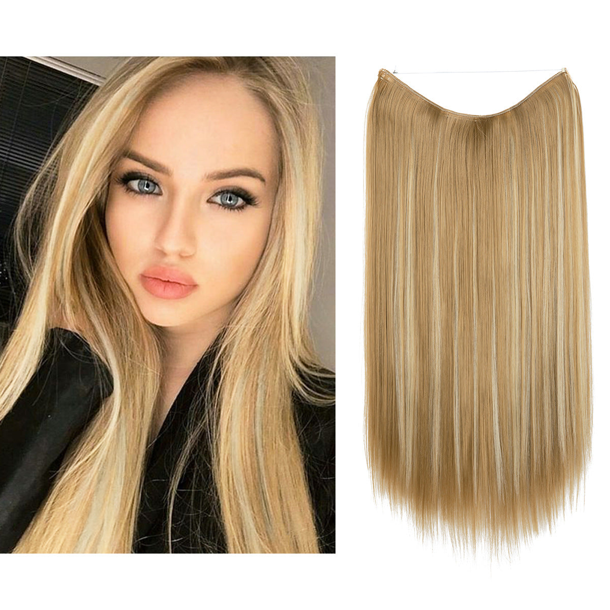 Wigs Women's Natural Wigs, One-piece Long Straight Hair, High-temperature Silk Fish Line Hair Extensions Afrotix