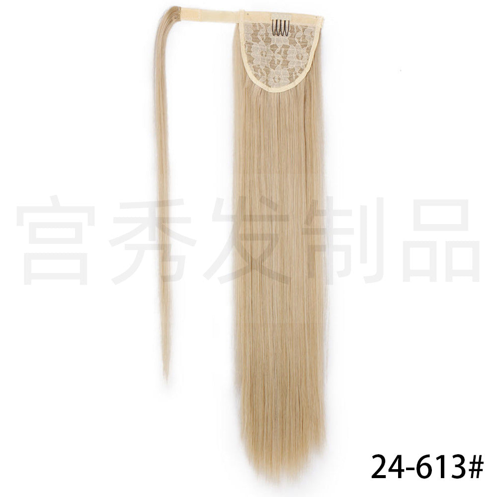 European And American Wig Ponytail Straight Hair Hair Extension Velcro Chemical Fiber Ponytail Female Fake Discovery Ponytail Hair - Afrotix