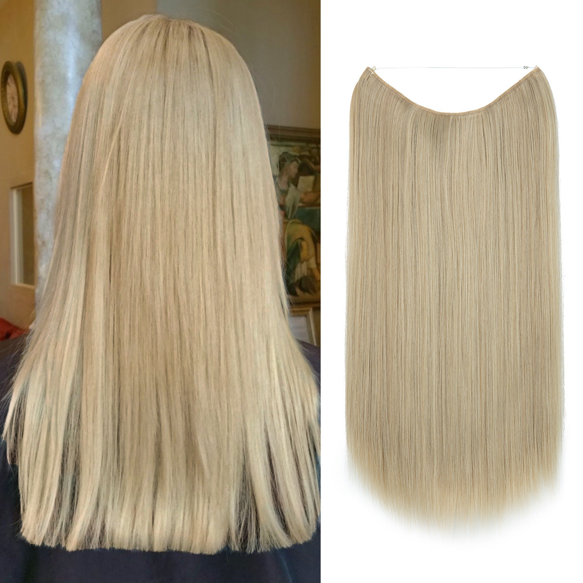 Wigs Women's Natural Wigs, One-piece Long Straight Hair, High-temperature Silk Fish Line Hair Extensions Afrotix