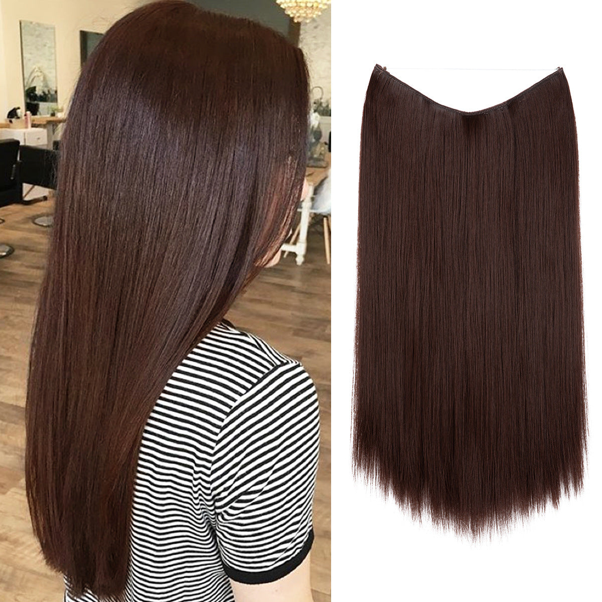 Wigs Women's Natural Wigs, One-piece Long Straight Hair, High-temperature Silk Fish Line Hair Extensions - Afrotix #