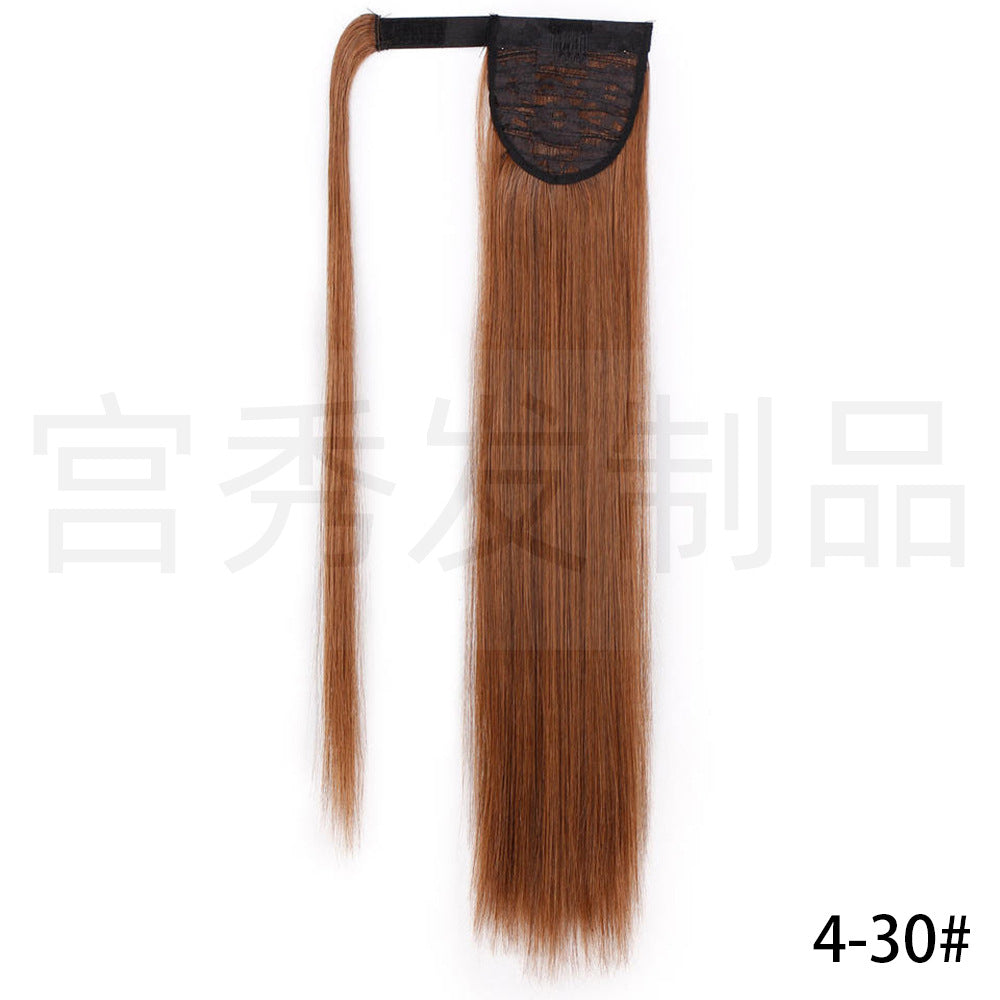 European And American Wig Ponytail Straight Hair Hair Extension Velcro Chemical Fiber Ponytail Female Fake Discovery Ponytail Hair - Afrotix