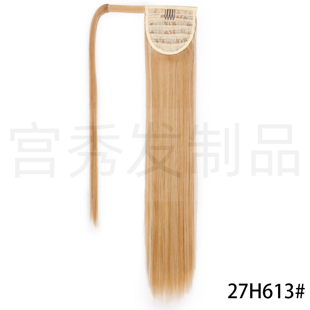 European And American Wig Ponytail Straight Hair Hair Extension Velcro Chemical Fiber Ponytail Female Fake Discovery Ponytail Hair - Afrotix