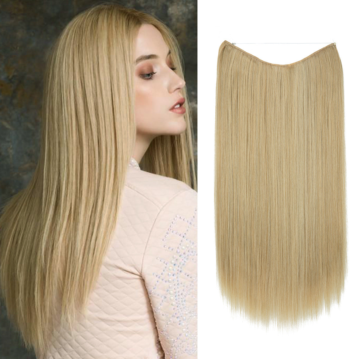 Wigs Women's Natural Wigs, One-piece Long Straight Hair, High-temperature Silk Fish Line Hair Extensions Afrotix