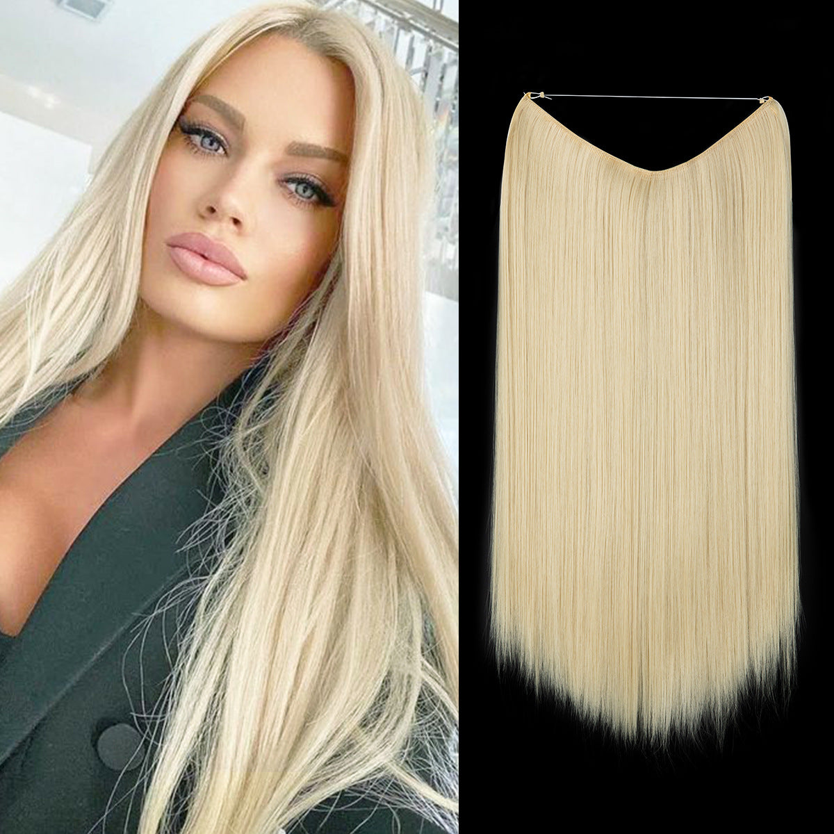Wigs Women's Natural Wigs, One-piece Long Straight Hair, High-temperature Silk Fish Line Hair Extensions Afrotix