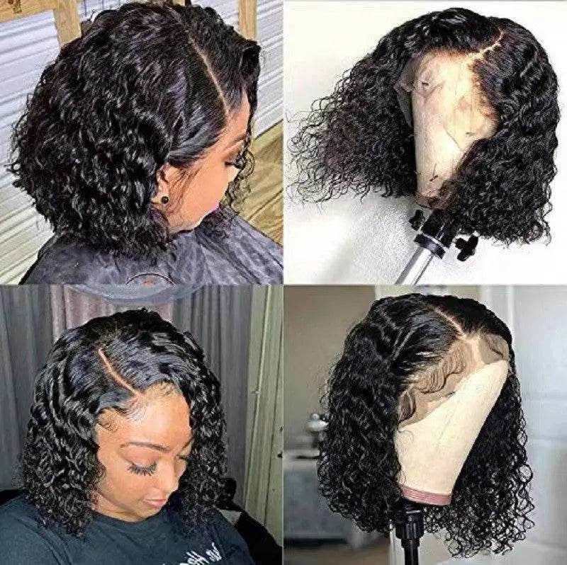 Perruque transfrontalière pour femmes européennes et américaines, couvre-chef en fibre chimique, cheveux noirs courts et bouclés, enveloppé à la main, - Afrotix