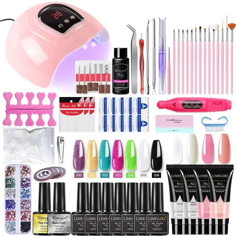 Poly nail Gel Kit With 54W UV Lamp - Afrotix