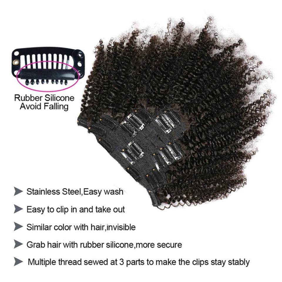 Maxine 3C/4A Afro Kinky Curly Clip-In Extensions . Natural Black - Afrotix