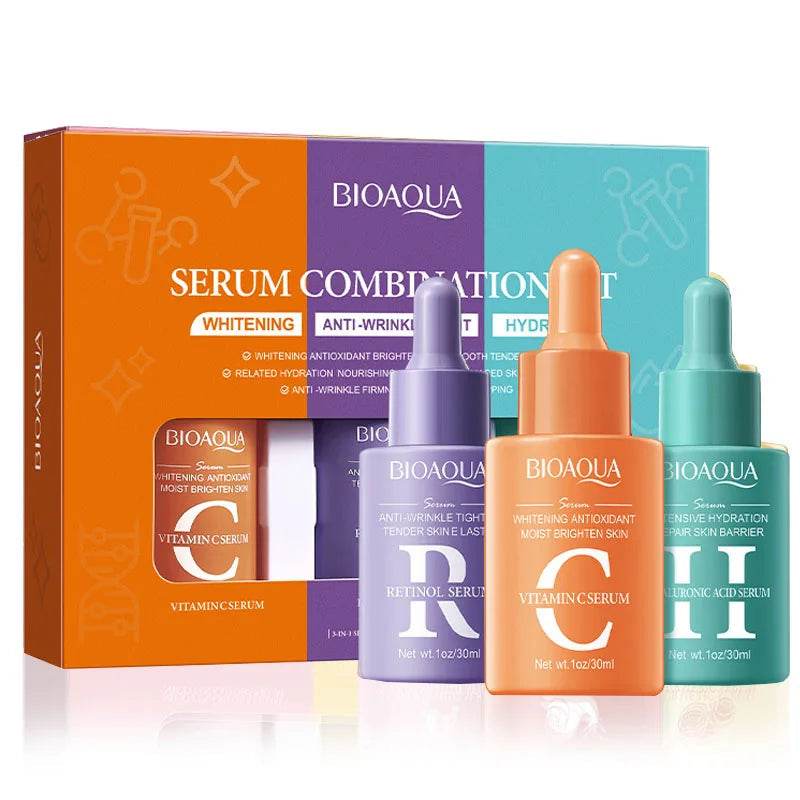 3 sérums pour le visage combinant vitamine C, rétinol et acide hyaluronique, - Afrotix