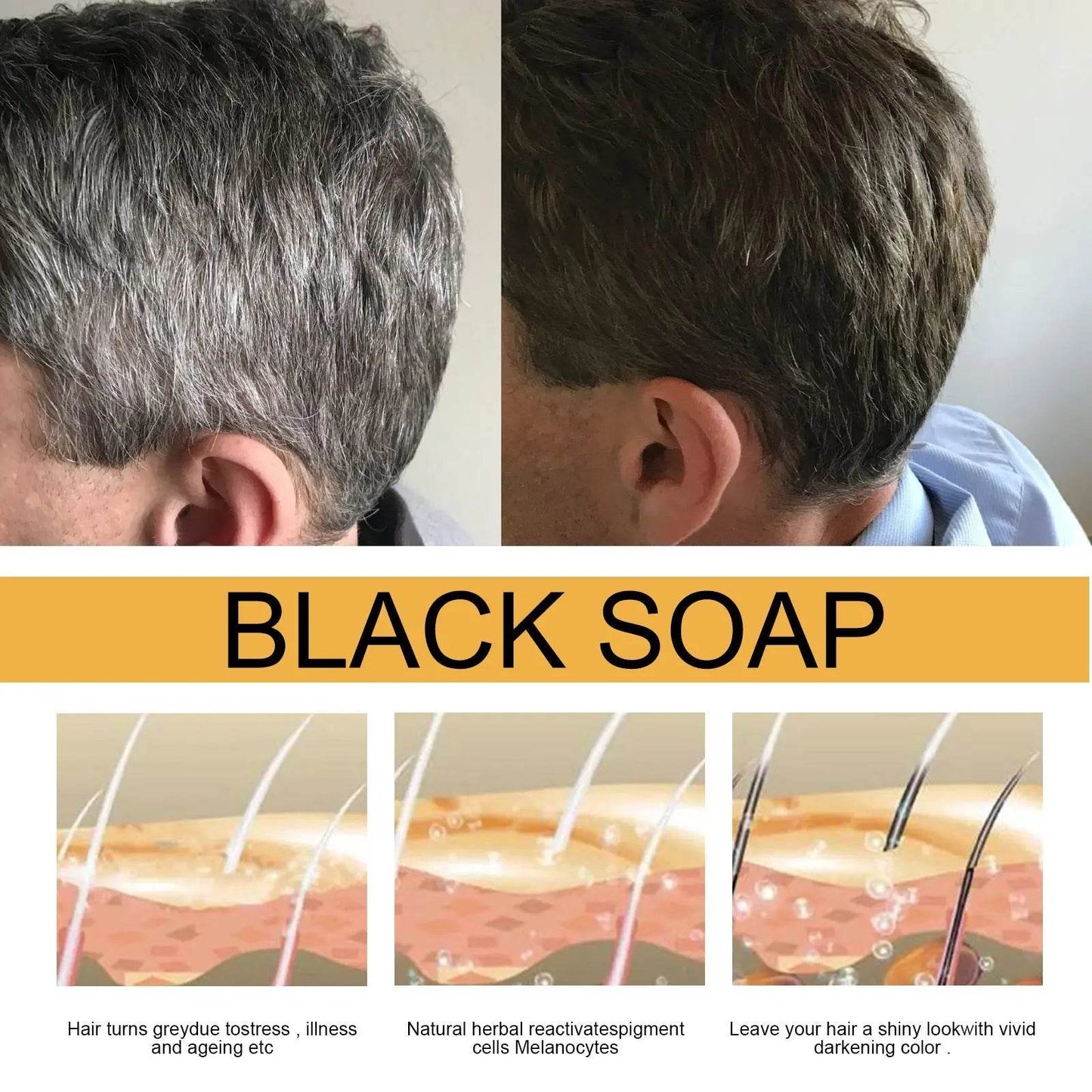 Savon pour cheveux noirs noir cheveux épais nettoyant cuir chevelu - Afrotix