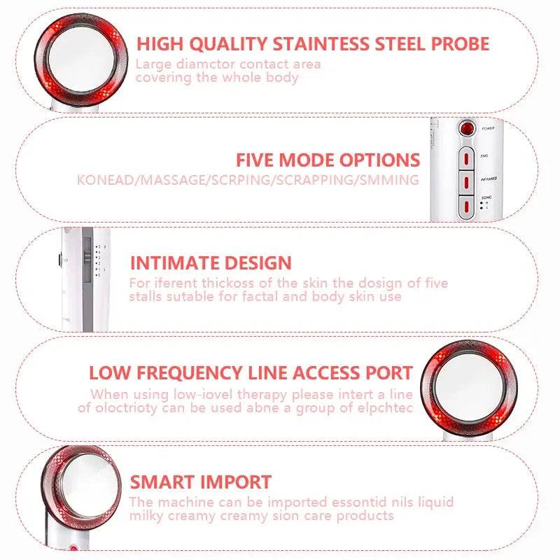 Ultrasound Cavitation EMS Face Body Slimming Massager - Afrotix