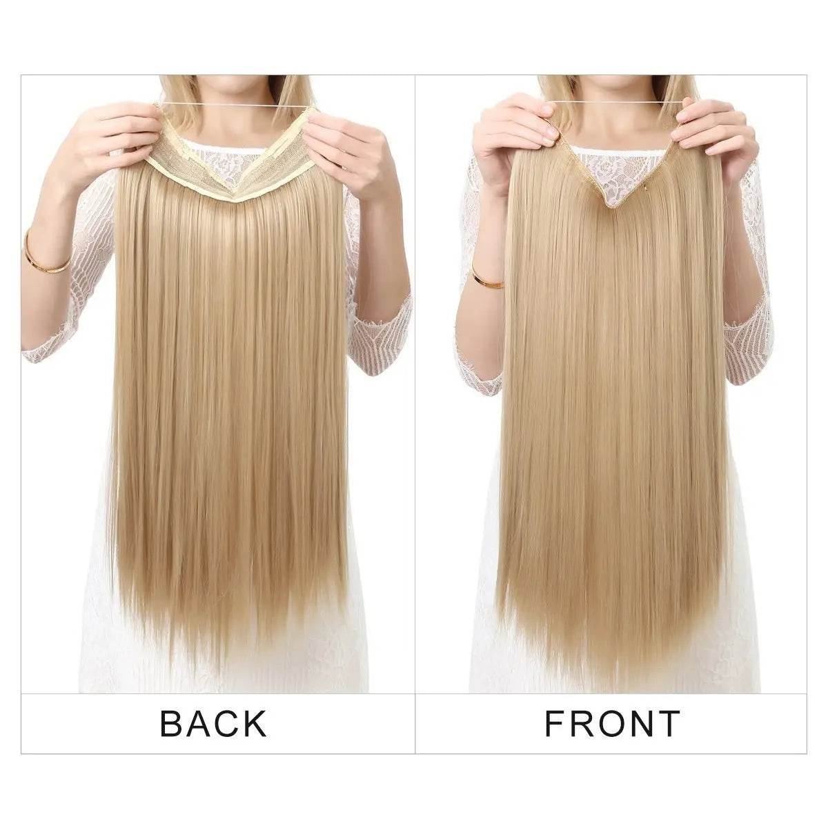 Wigs Women's Natural Wigs, One-piece Long Straight Hair, High-temperature Silk Fish Line Hair Extensions - Afrotix
