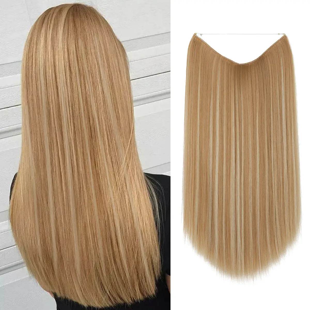 Wigs Women's Natural Wigs, One-piece Long Straight Hair, High-temperature Silk Fish Line Hair Extensions - Afrotix