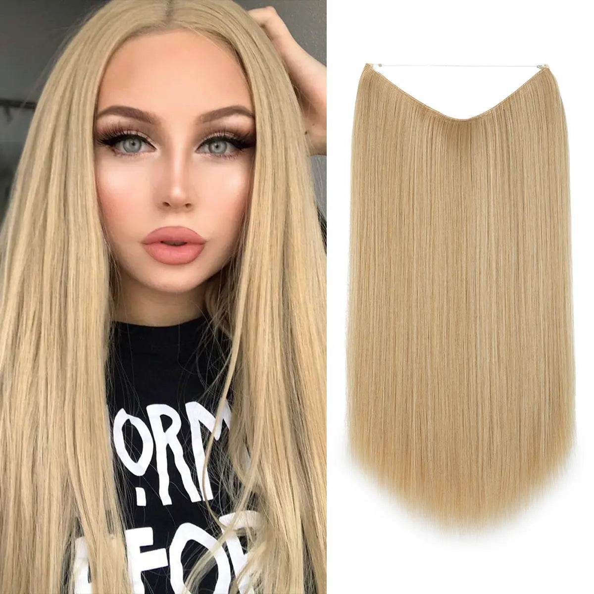 Wigs Women's Natural Wigs, One-piece Long Straight Hair, High-temperature Silk Fish Line Hair Extensions - Afrotix
