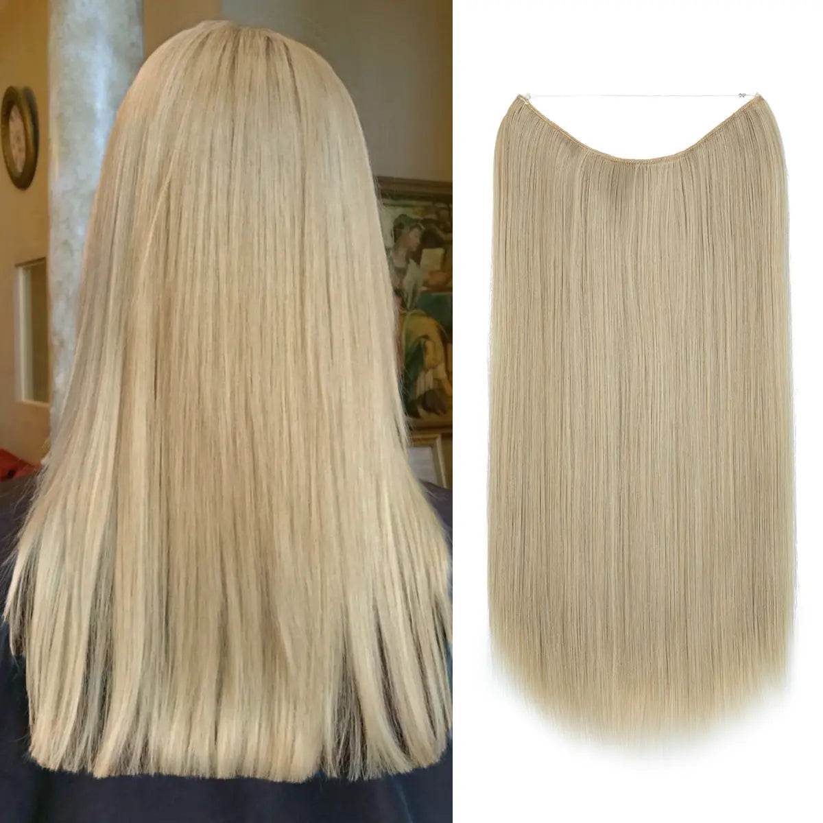 Wigs Women's Natural Wigs, One-piece Long Straight Hair, High-temperature Silk Fish Line Hair Extensions - Afrotix