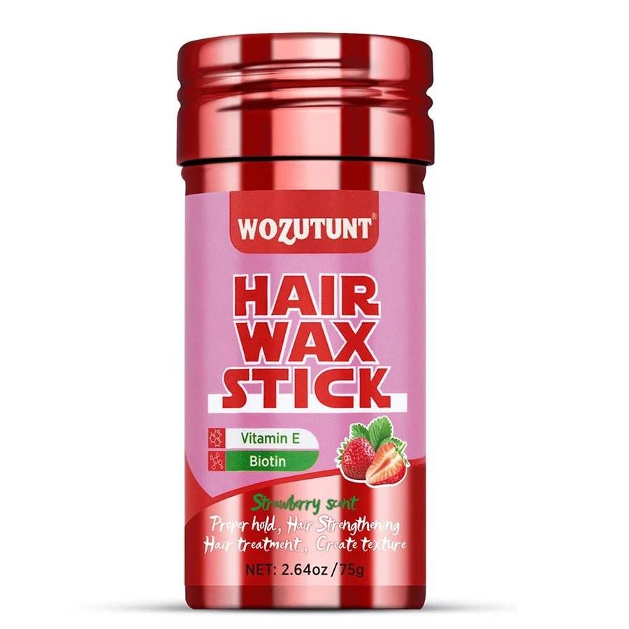 Bâton de cire capillaire à la fraise - Infusé de vitamine E, pour des cheveux lisses et sans frisottis - Afrotix