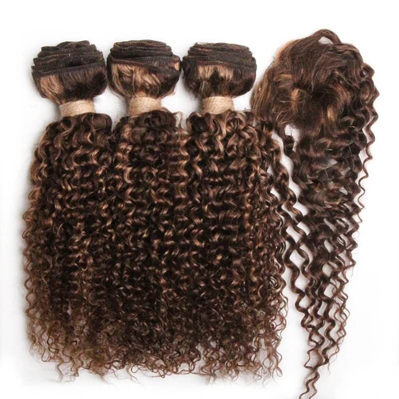 Extensions de cheveux crépus bouclés avec fermeture, cheveux indiens - Afrotix