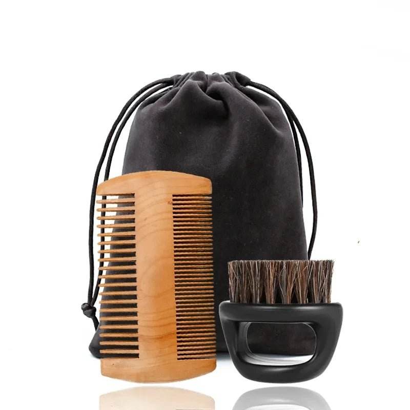 Kit Brosse à Barbe en Poils de Sanglier – 3/4 Pièces avec Pochette Cadeau - Afrotix