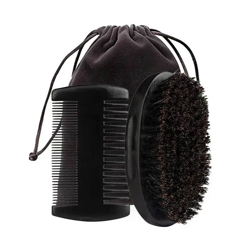 Kit Brosse à Barbe en Poils de Sanglier – 3/4 Pièces avec Pochette Cadeau - Afrotix