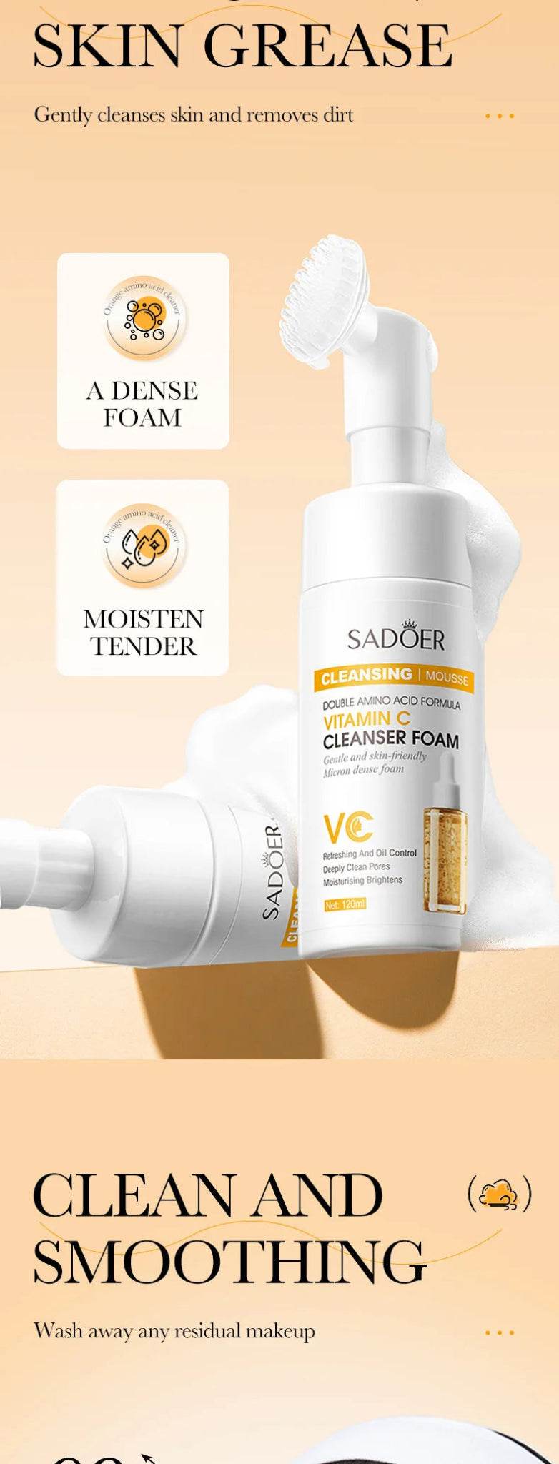 Nettoyant visage moussant à la vitamine C et au Q10, - Afrotix