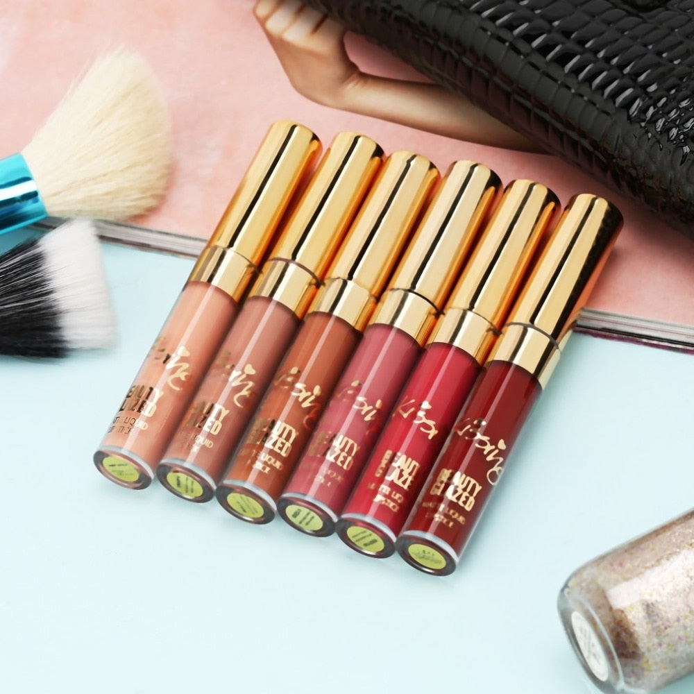 BEAUTY GLAZED 6pcs/Set Portable Professional Makeup 6 Colors Matte Liquid Lipstick Beauty Glazed Lip Gloss Kit HOT SELLING eprolo