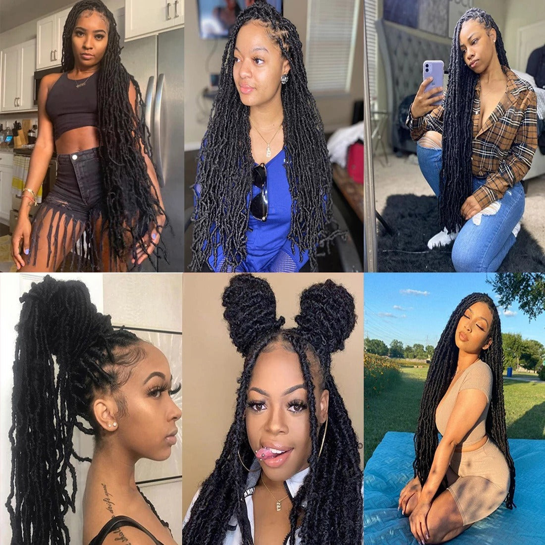 Wigs Tadpole Curve Nu Locs Earthworm Curve Crochet Chemical Fiber Hair Dirty Braid eprolo