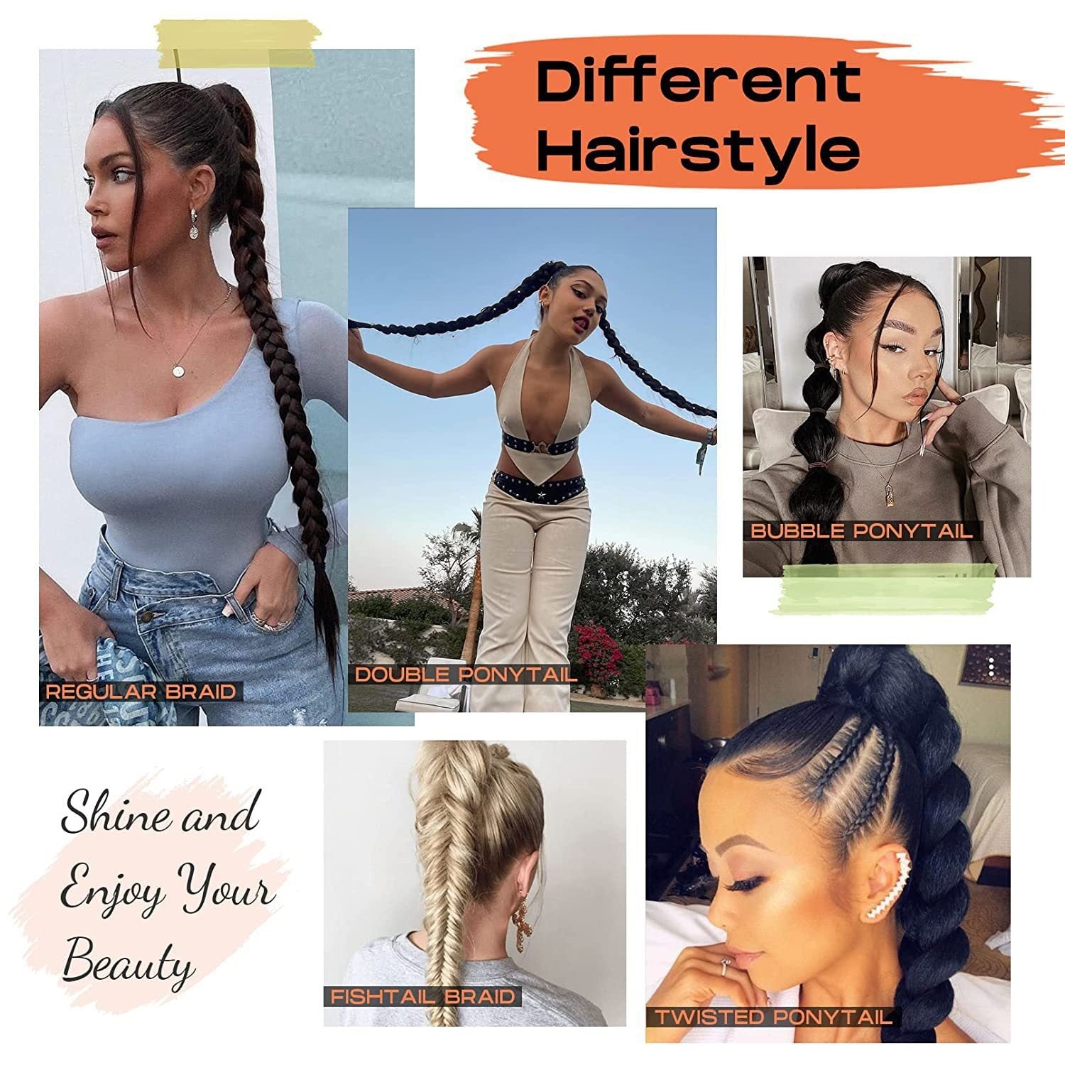 Fake Braid New Fashion Chemical Fiber Wig Female Long Braid Hair Extensions Hair Band Type Hair Extensions Braid Wig Ponytail eprolo