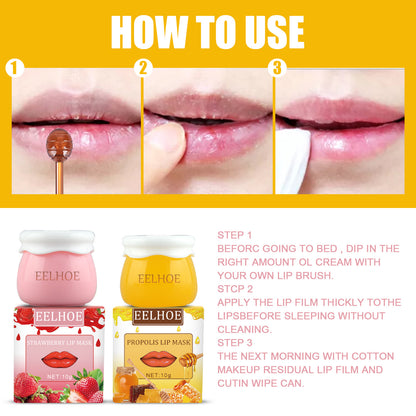 Strawberry Honey Lip Mask With Lip Brush Moisturizing Lip Mask Desalt Lip Color Moisturize Light Lip Lines Are Not Greasy And Easy To Absorb eprolo