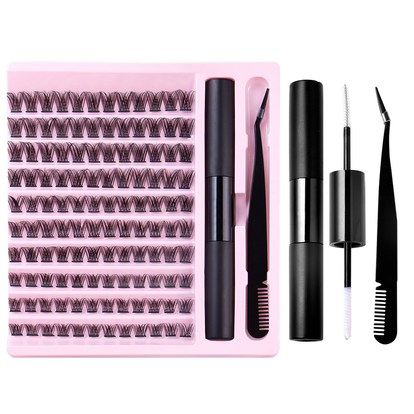 Kit DIY Extensions de Cils – Set Privé avec Clusters, Colle et Pince