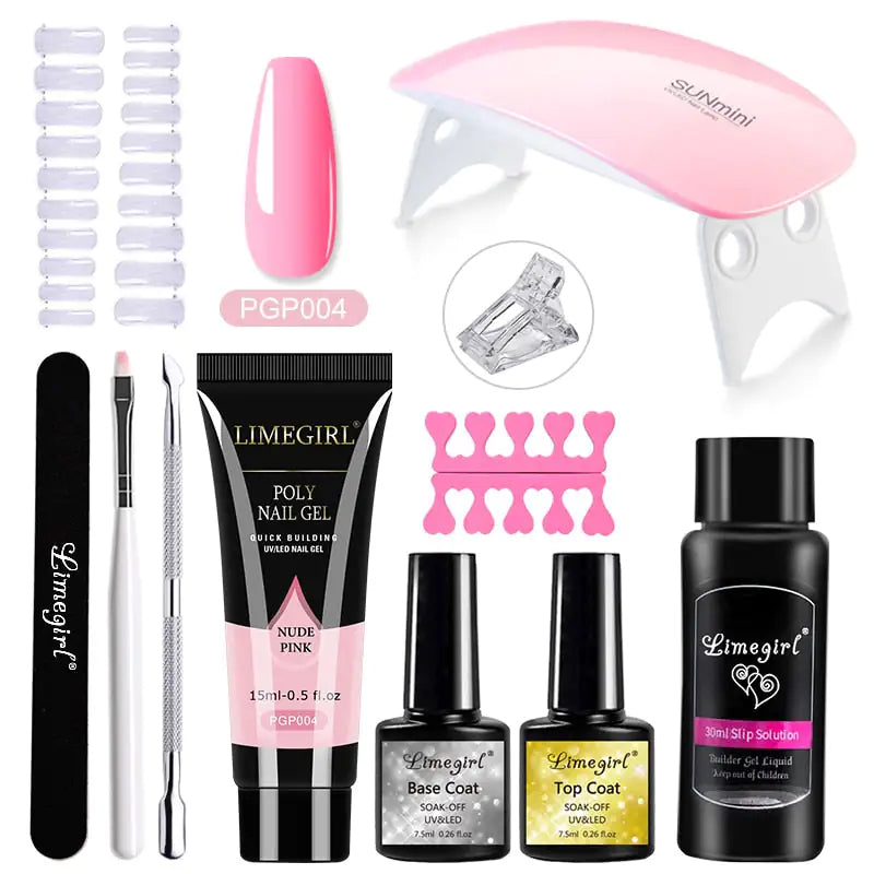 Poly nail Gel Kit With 54W UV Lamp - Afrotix