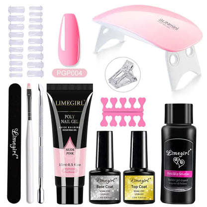 Poly nail Gel Kit With 54W UV Lamp - Afrotix