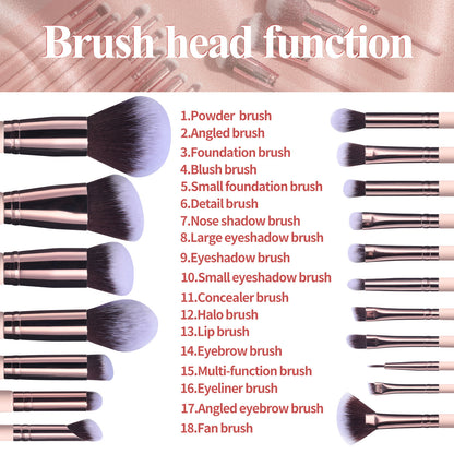 Juego de 18 brochas de maquillaje: con cubo giratorio y esponja para polvos